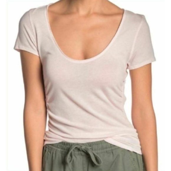 Free People Tops - Free People Women Pink Rouch Sides T-Shirt Large